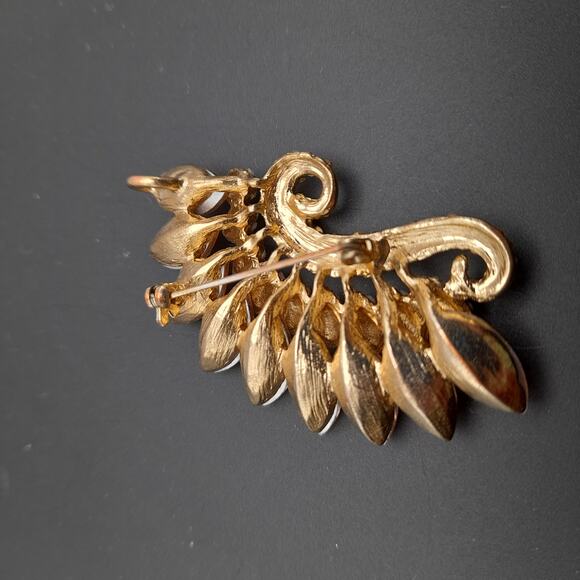 Vintage Light Topaz White Rhinestone Pendant Brooch - Picture 6 of 9